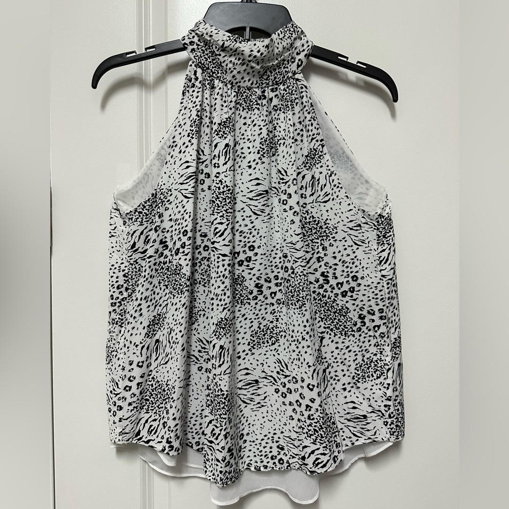 Tahari chiffon halter top, size M